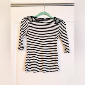 H&M Divided striped half sleeve t-shirt with sequin shoulders